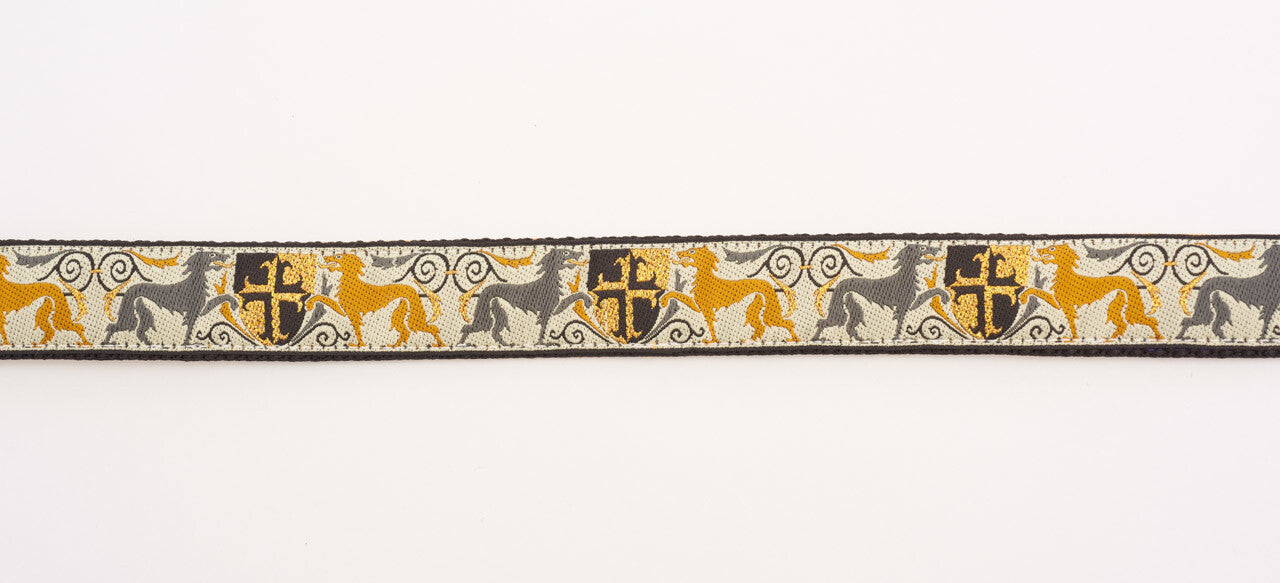 Mackenzie Designer Dog Collar Kenyan Ecru Martingale Polished Brass 23-29"