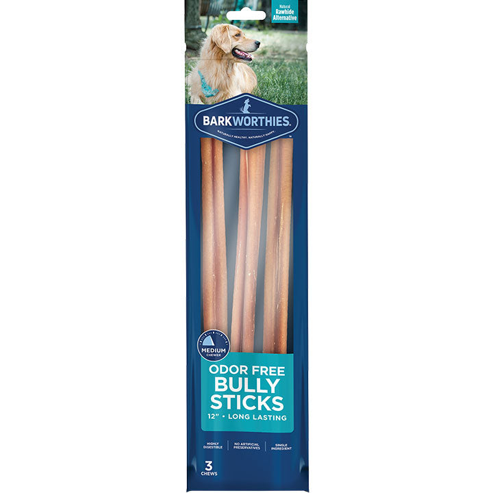 Barkworthies Odor-Free 12" Bully Sticks 3pk