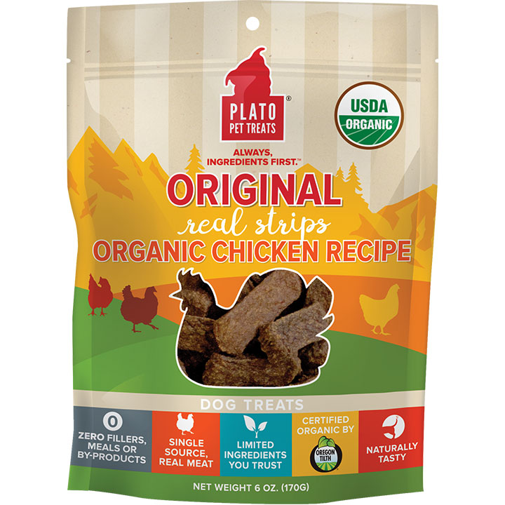 Plato Real Strips Organic Chicken Dog Treats