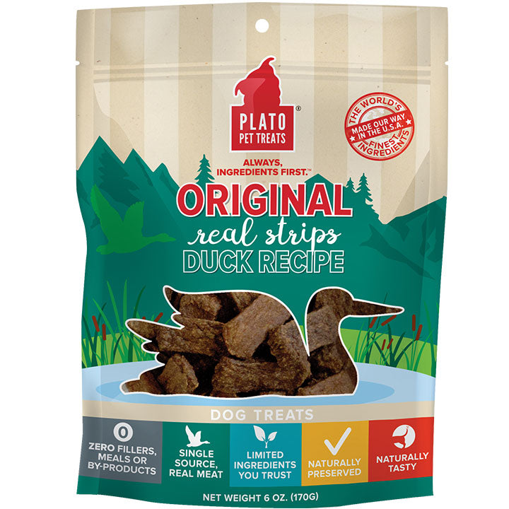 Plato Real Strips Duck Dog Treats