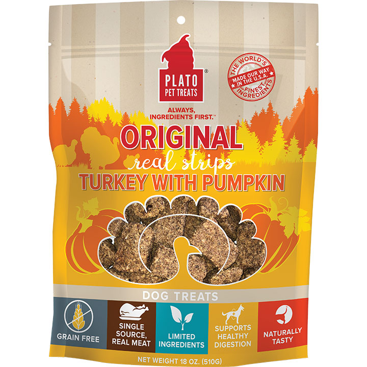 Plato Real Strips Turkey With Pumpkin Dog Treats