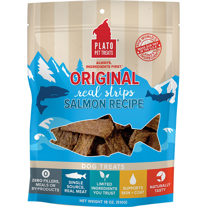 Plato Real Strips Salmon Dog Treats