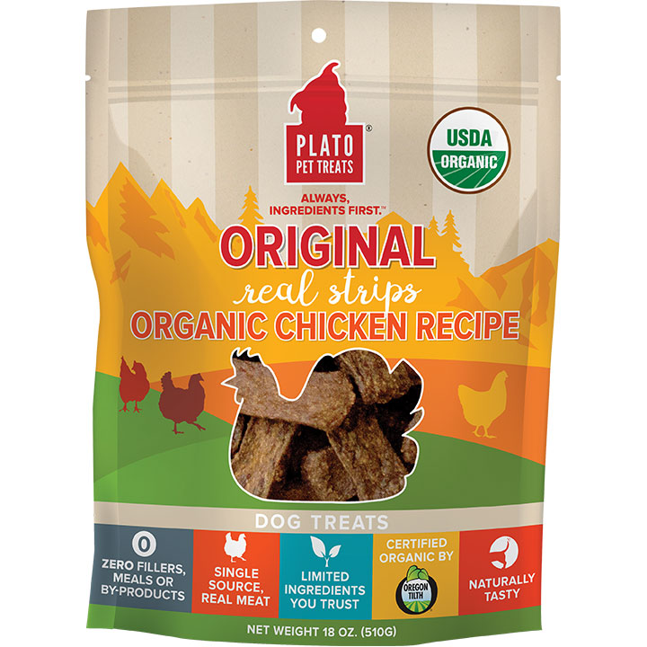 Plato Real Strips Organic Chicken Dog Treats