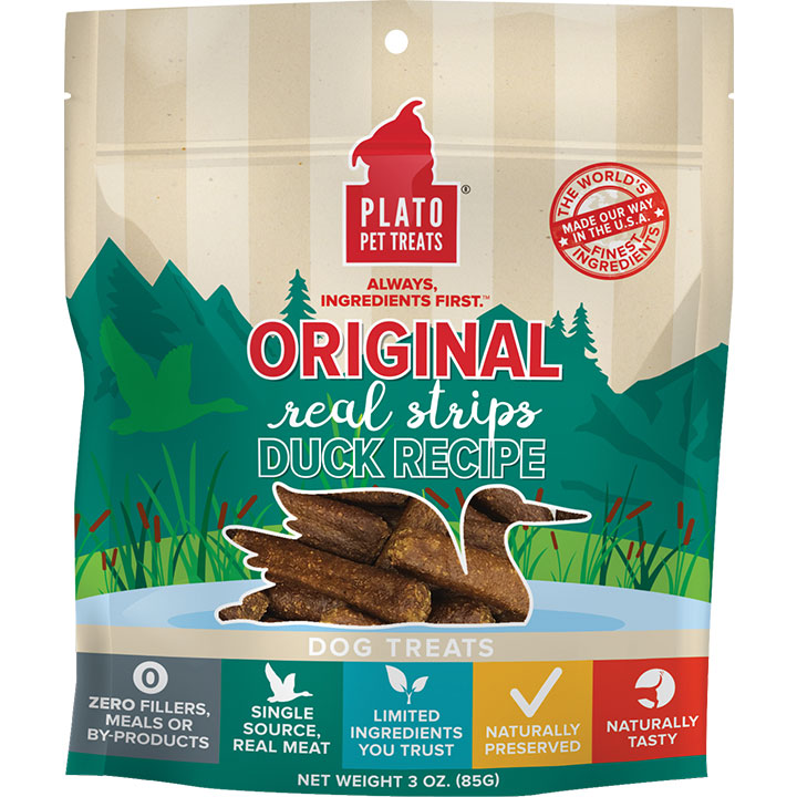 Plato Real Strips Duck Dog Treats