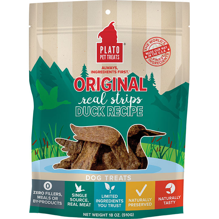 Plato Real Strips Duck Dog Treats