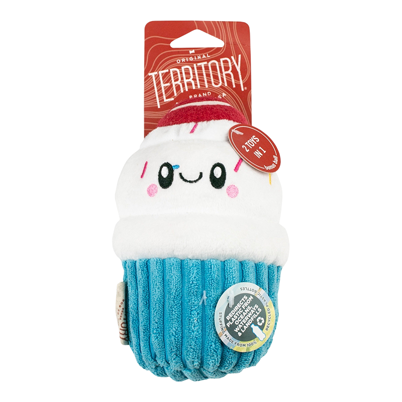 Territory Brand 2 in 1 Cupcake with Ball Dog Toy