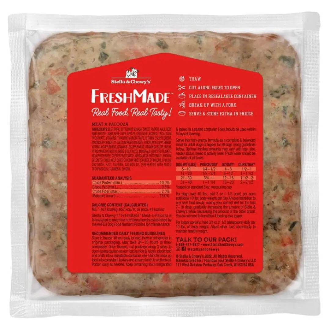 Stella and Chewy's FreshMade Meat-a-Palooza Gently Cooked Dog Food 16 oz